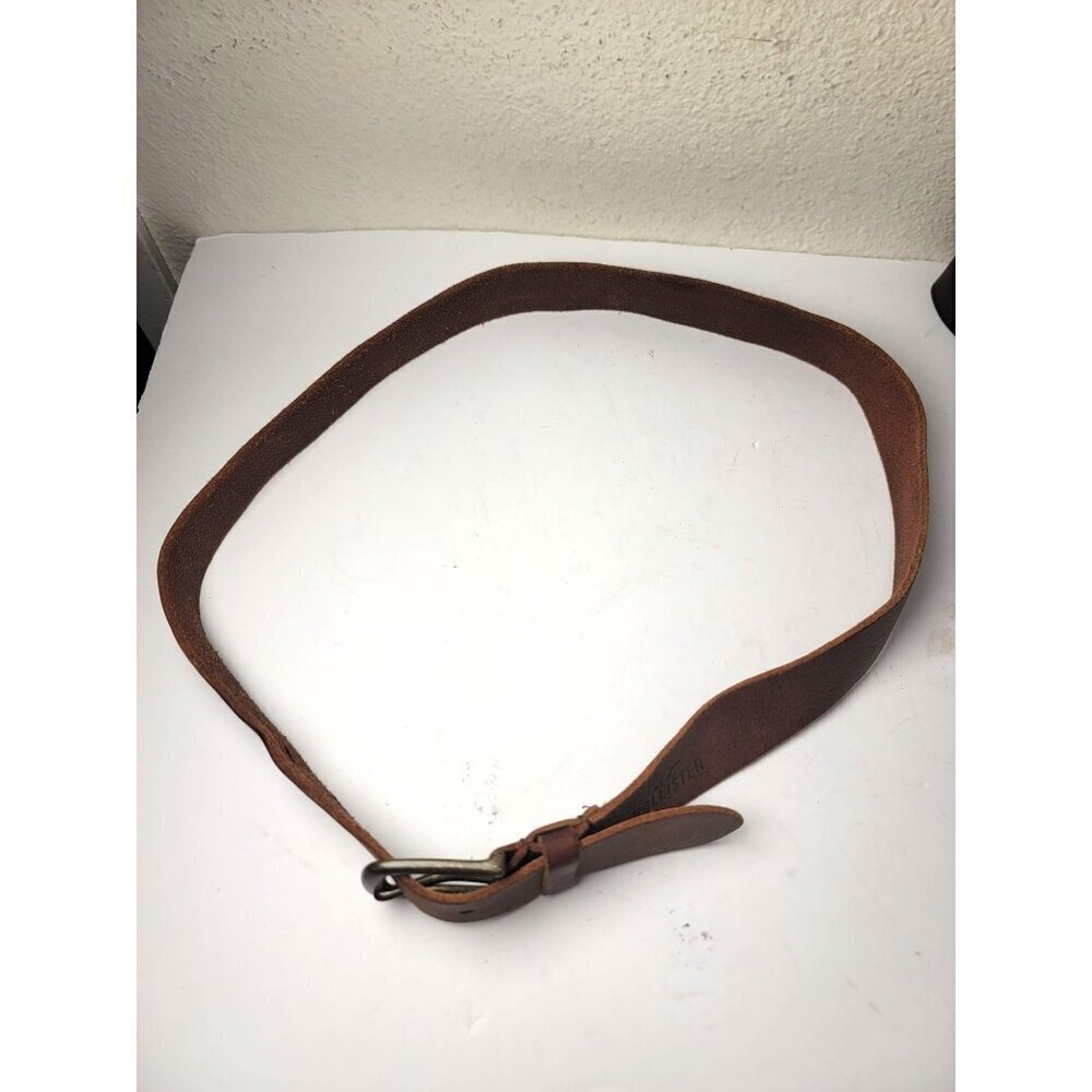 Vintage Hollister Brown Leather Belt With Brass Buckle For‎ Men